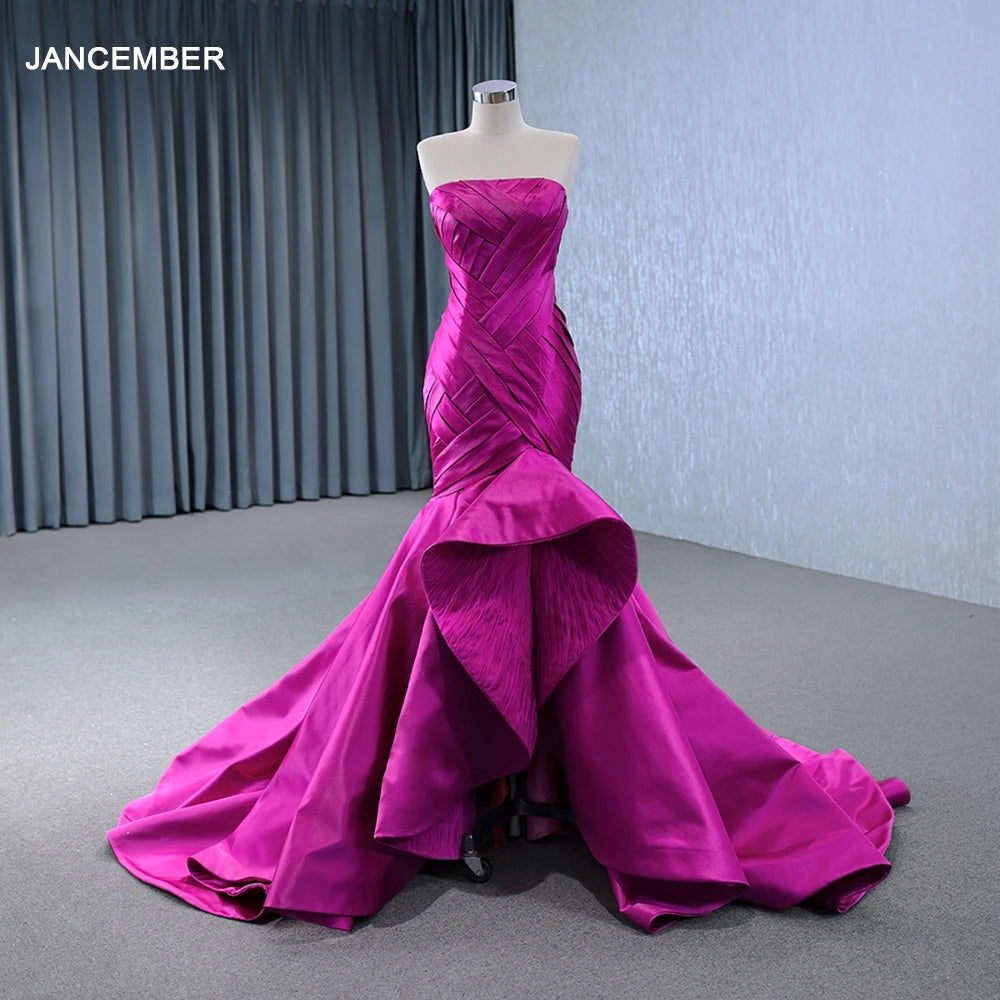 Strapless Evening Dresses Long Mermaid Satin Sweep Train Party Formal Party Dress for Women Rsm231012