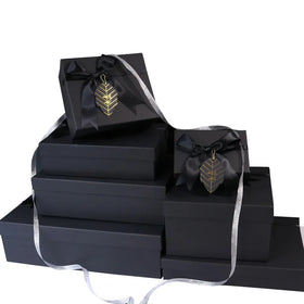 Hot Fancy Carton Black Rigid Flat Luxury Folding Storage Pink Gift Box with Ribbon