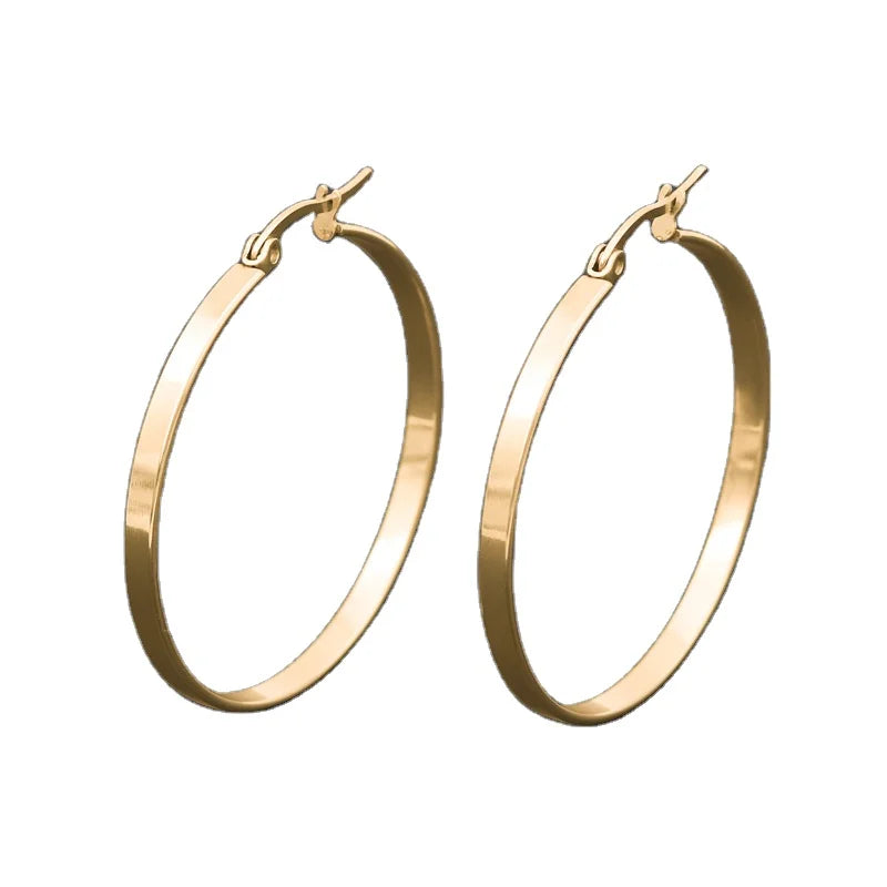 5 Size Gold Plated Hoop Earrings for Women Hypoallergenic Stainless Steel Gold Hoops Earrings Lightweight Non-tarnish Accessory