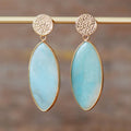Exaggerated Gold Plated Geometric Amazonite Stud Earrings Natural Stones Direct Factory Wedding Jewelry Crystal Healing Style