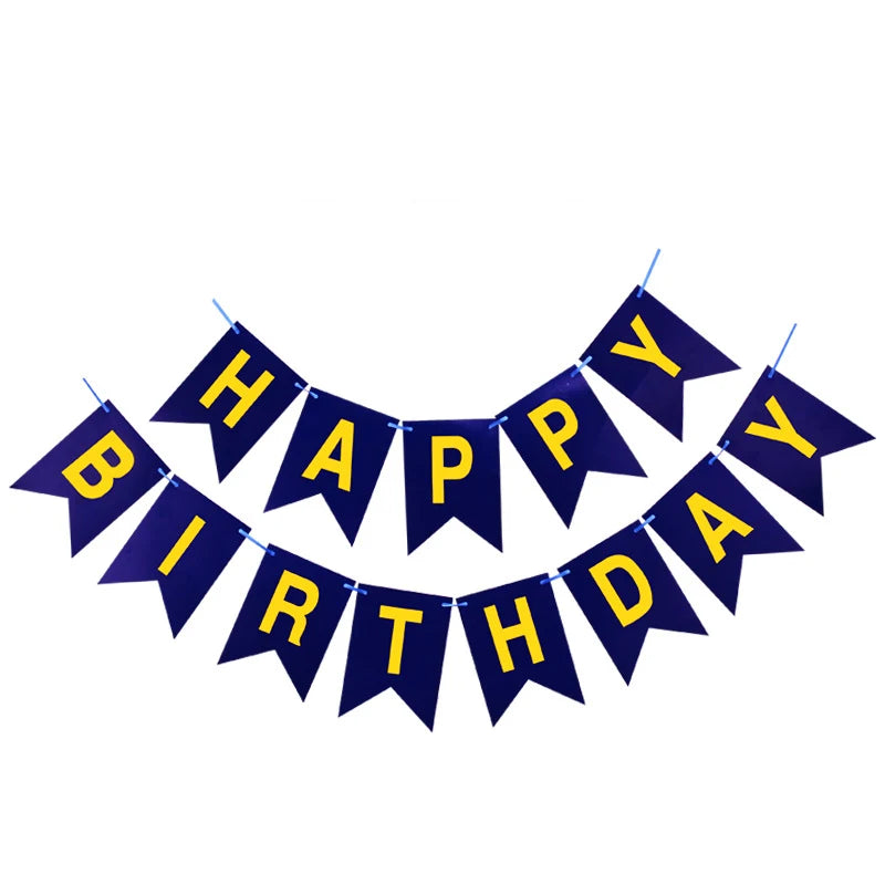Happy Birthday Party Decorations Fishtail Pull Flags Banner Background Paper Supplies