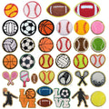 Hot Sale Football Soccer Rugby Basketball Baseball Tennis Design Iron on Gold Glitter Embroidery Chenille Sport Game Patches