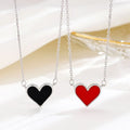 Personality Simple Heart Necklace Women 925 Sterling Silver Black Red Heart Clavicle Chain Necklace