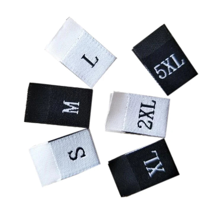Wholesale Garment Sewing Tag in Stock Center Fold Clothes Damask Woven Size Labels