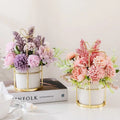 Hot Sale Artificial Flower Wedding Flower Bouquet with Pot Bonsai Table  Silk Flower Plants Home Decoration Ceramic Pot
