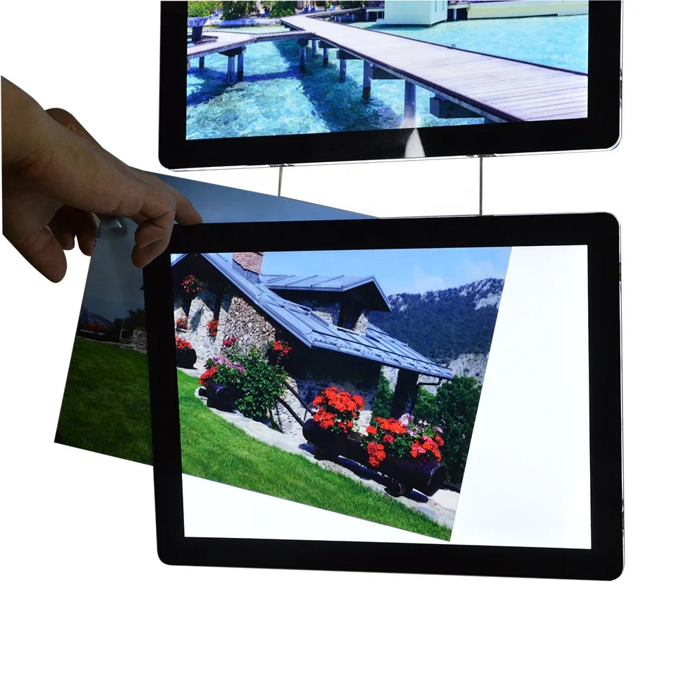 Litsign LS M2 Double Sided Magnetic Backlit Window Advertising Display Sign Board Silver/Black Frame Super Clear Acrylic Real