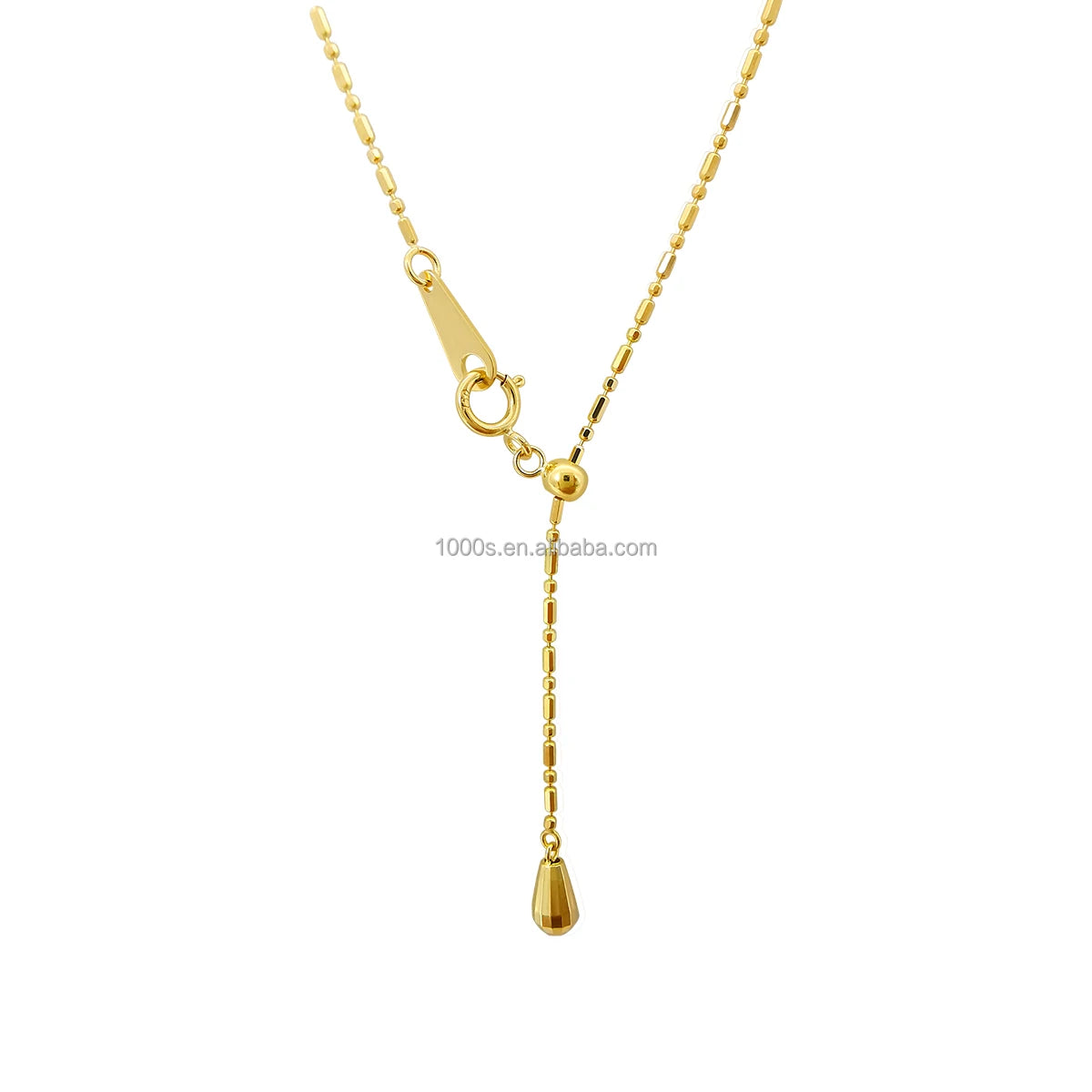 1000S Fine Jewelry 18K Solid Gold New Design Adjust Interbead Chain Necklace Yellow Gold Trendy Jewelry for Women