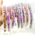 Hot Sales Colorful Kids PVC Plastic Headband Fashion Boho Quicksand Glitter Sequins Head Wrap for Little Girls Gift