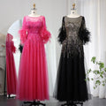 Jancember SZ339 Luxury Shiny Belt Feather Evening Party Formal Gowns Dresses