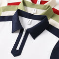 240G Heavyweight Unisex Oversized Color Block Half Zip Polo T Shirt Cotton Blend Breathable Streetwear Casual
