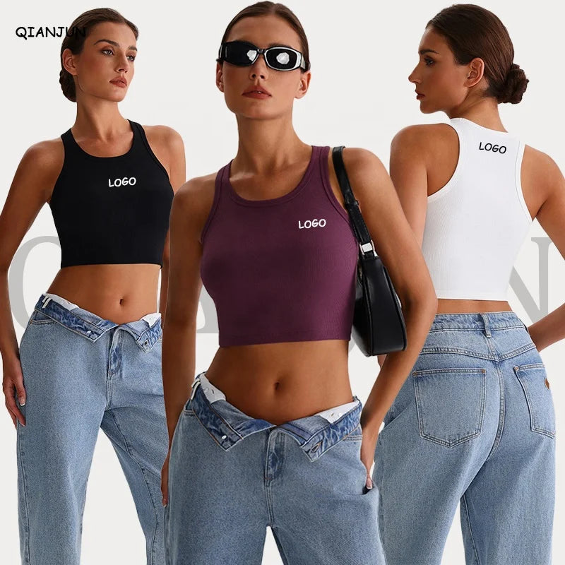 Women's High Quality Yoga Vest Short Sleeve Sportswear with Custom Logo Quick Dry Solid Color Plus Size