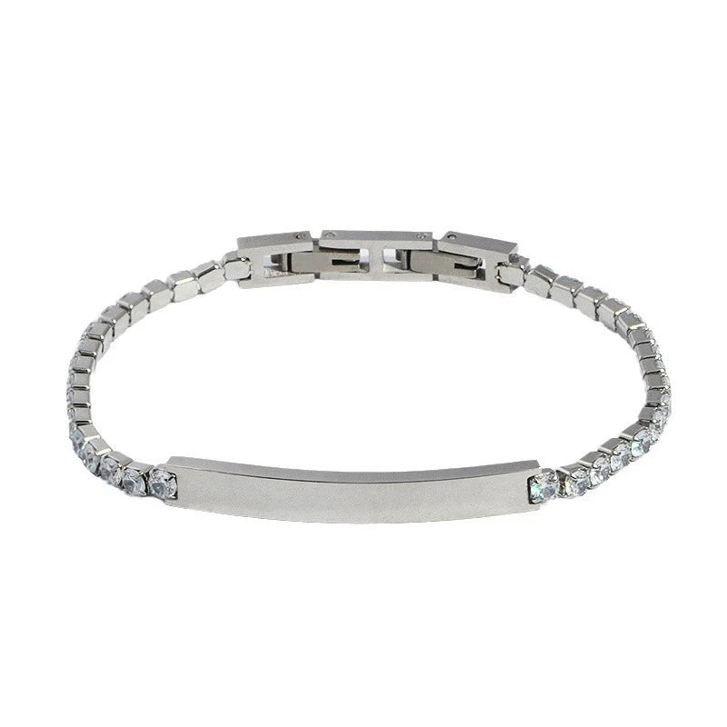 Customized Stainless Steel 3mm Zircon Tennis Bracelet Personalized Carving Inspirational Logo Fashion Chain Link Bracelets for