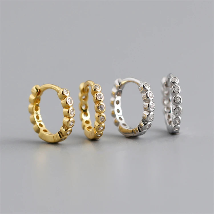 Fashion Simple 925 Sterling Silver Micro Inlay Zircons Round Circle Hoop Earrings for Women