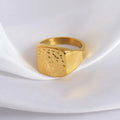 18K Gold Plated Stainless Steel Women's Nugget Rings with Geometry Irregular Texture for Finger
