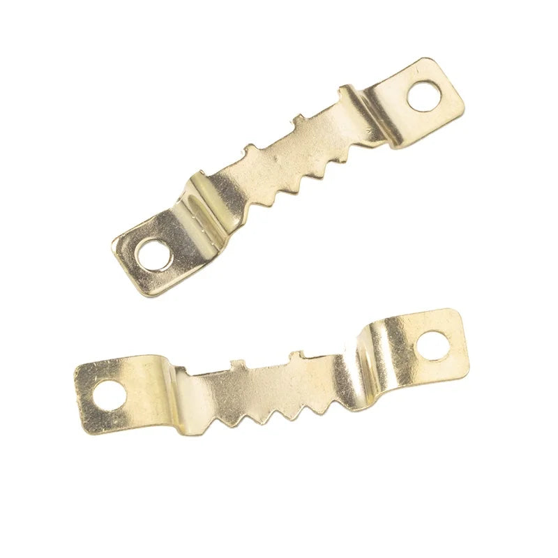 TS-K074  Iron Golden Sawtooth Picture Frame Hanger 8*42mm Snap Hook with Screw