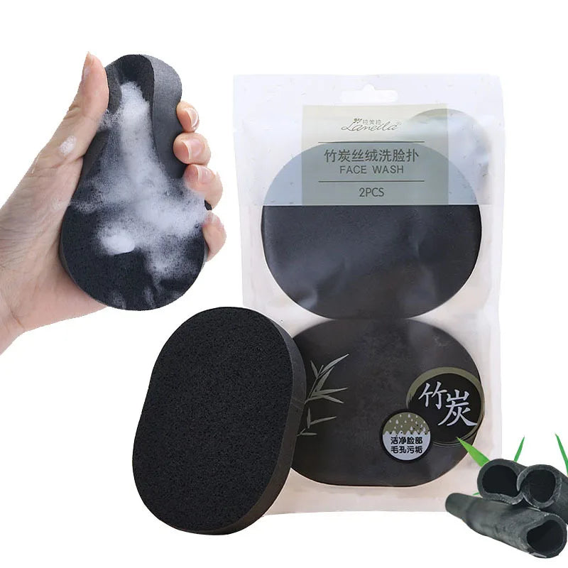 Wholesale 100% Natural  Black Bamboo Charcoal Exfoliating Makeup Remover Puff Konjac Sponge Facial Cleansing Sponge