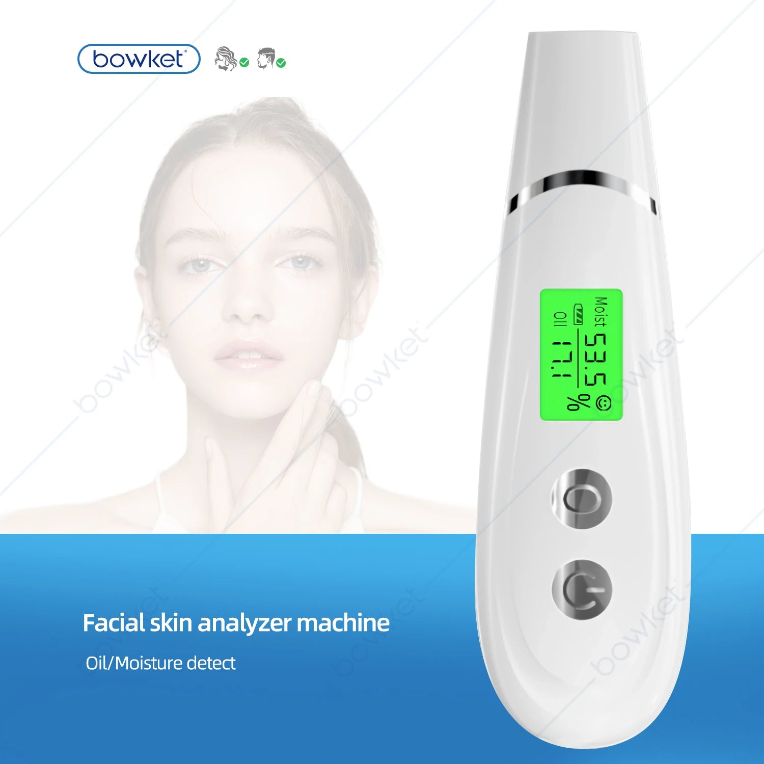 Bowket Digital Skin  Oil Sensor  Home Use Skin Analyzer with Moisture