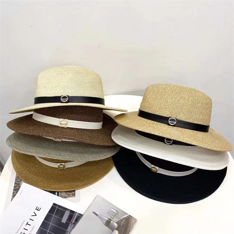 Hot Sale Grass Braid  Designers Straw Hats Natural Female Straw Hat Girl Foldable Quality Woman Wide Brim Straw Hat