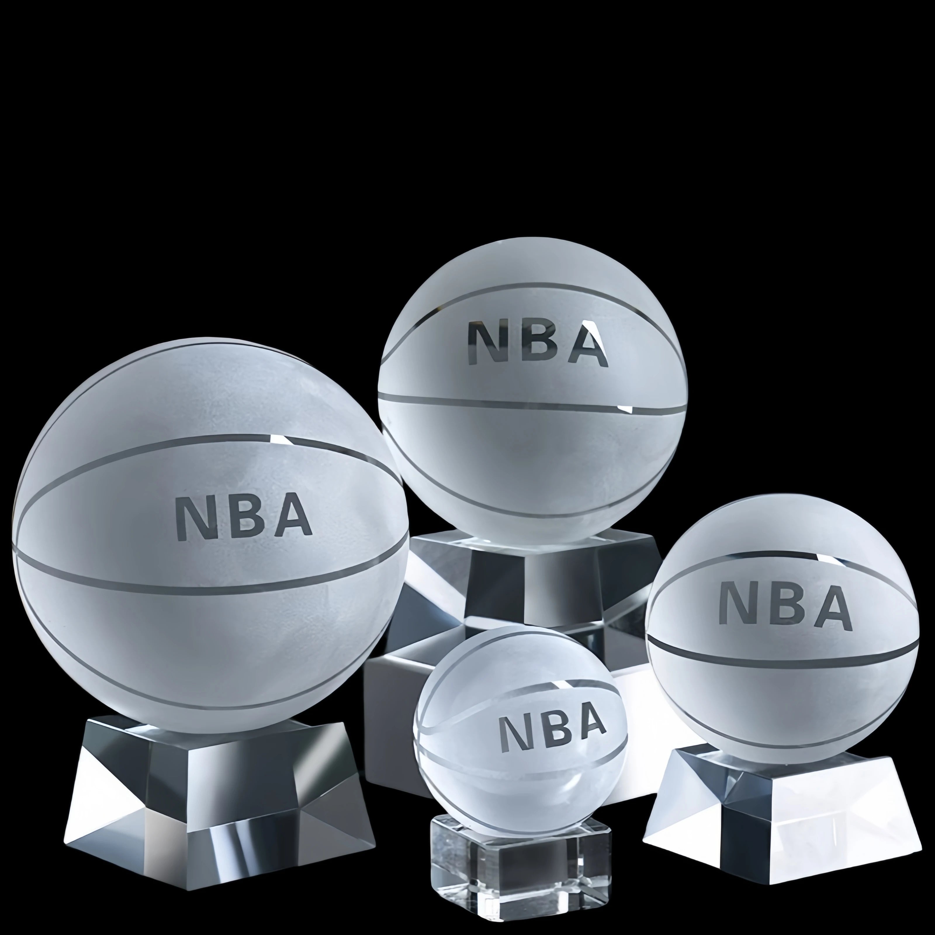 Crystal Glass Basketball Football Globe Volleyball Solid Ball DIY Customizable Diameters Animal Print Pattern Engraving