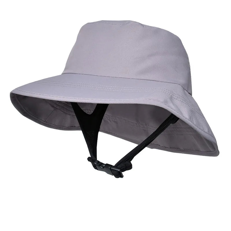 Wholesale Outdoor Sport Water Repellent Polyester Surf Hat Fisherman Cap Gorras Surfing Bucket Hats With Chin Strap