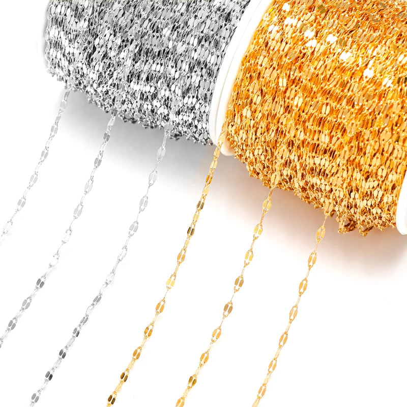 1Meter 2mm Copper Chains Lips Chain for Women Necklace Bracelet Earrings Jewelry Making DIY Components Jewelry Accessories Y14