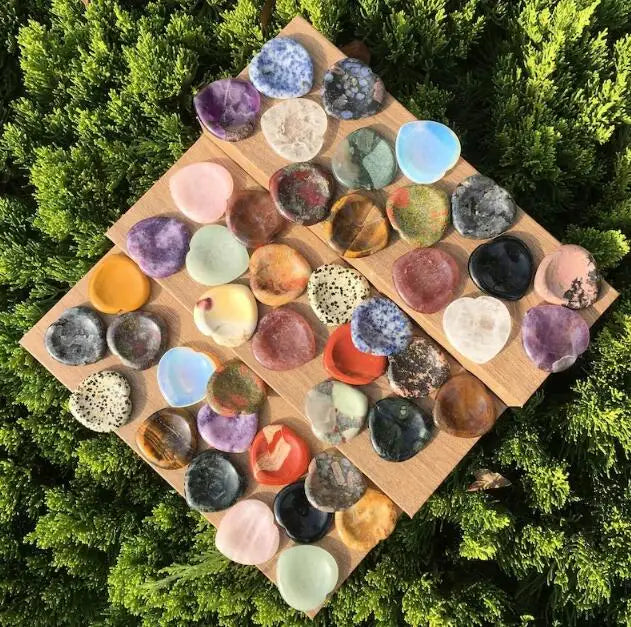 40mm Loving Heart Natural Worry Stone Crystal Thumb Gemstone Rose Quartz Amethyst Healing Meditation Palm Worry Stone