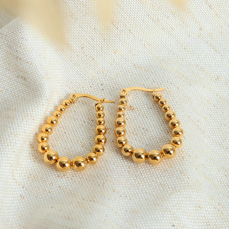 High End 18k Hoop Earrings Fashion Jewelry Type Stainless Steel 18k Gold Plated Earrings for Women Boucle Doreille Bijoux