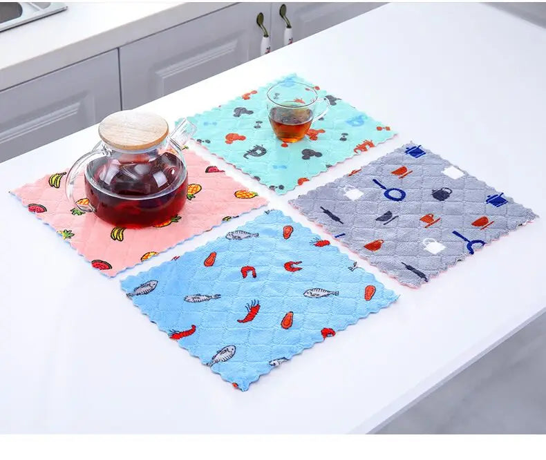 Wholesale Custom Household Tableware Cleaning Wiping Tools Absorbent Kitchen Dish Cloth Towel Non-stick Oil Washing Cloth