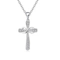 OAHLAN Fashion Jewelry Cross Design Ladies Round Cut Cubic Zirconia S925 Sterling Silver Pendant Necklaces for Women's Gifts