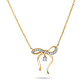 For Engagement Jewelry Fashion Fine for Women 925 Silver 18K Gold Bow Zircon Wedding Party Necklace