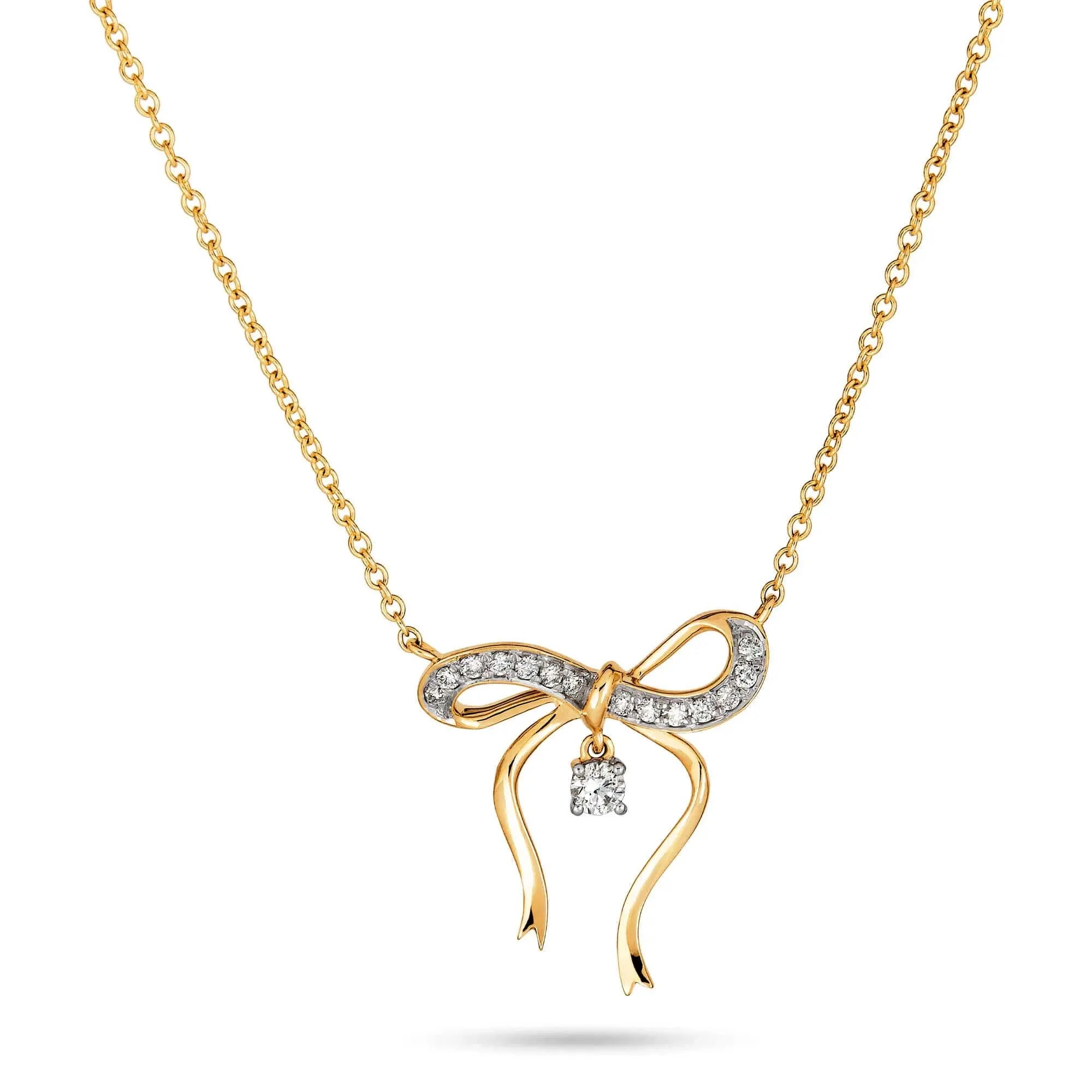 For Engagement Jewelry Fashion Fine for Women 925 Silver 18K Gold Bow Zircon Wedding Party Necklace