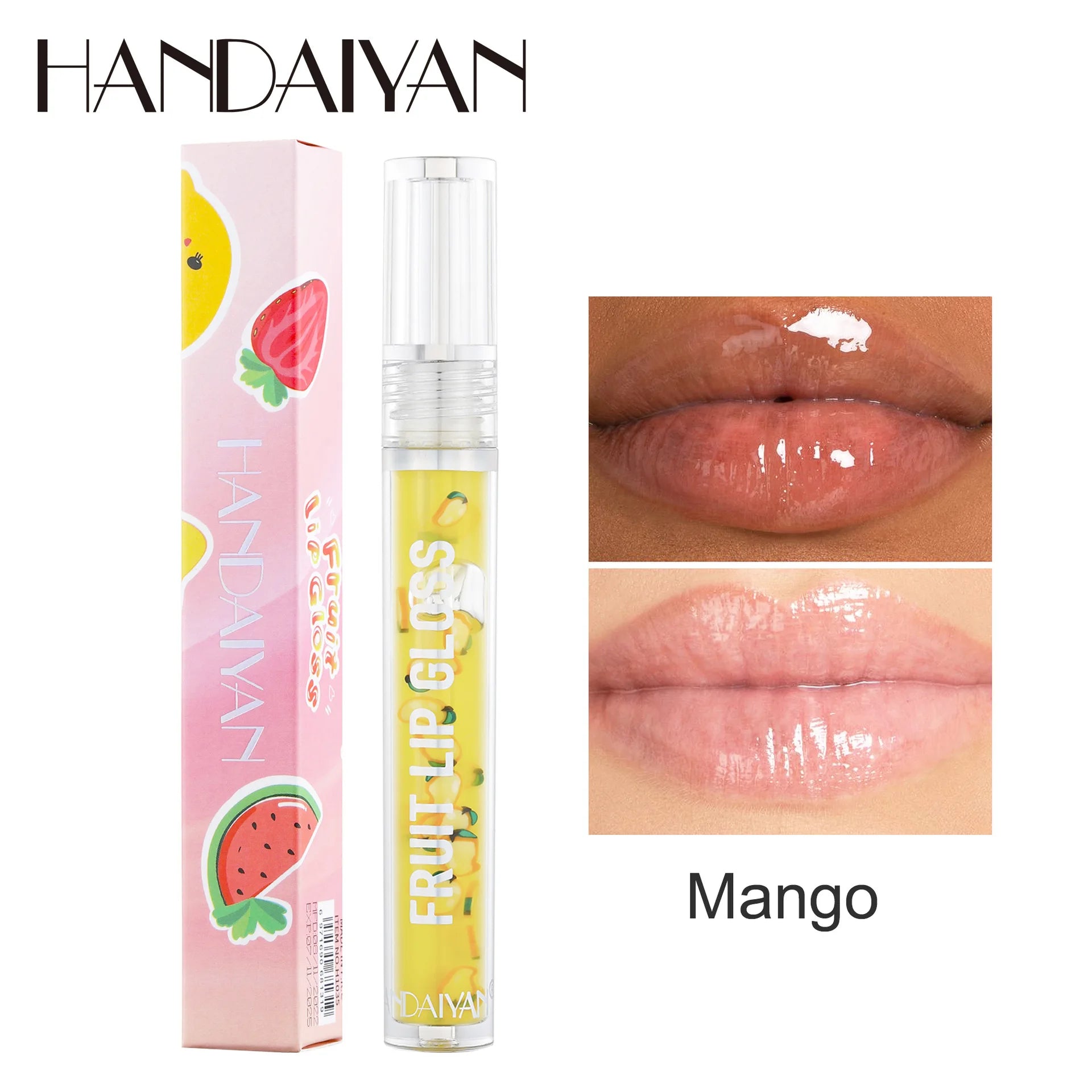 Handaiyan 6 Color Fruit Series Liquid Lip Oil Hydrating Moisturizing Lip Glaze Lightening Anti-dry and Cracking Lip Gloss