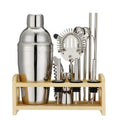 Professional Stainless Steel Cocktail Shaker Set Bartender Kit With Wooden Stand Mixology Bar Tools Gift For Home Party