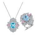 Zl0089 International Quality Standards 925 Sterling Silver Custom Jewellery Natural Topaz Gemstone Statement Elegant Jewelry Set