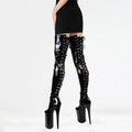 20cm Autumn/Spring Shoes Square High Heel Women Over the Knee Boots 8 Inch Fetish Stripper Scrub Black Woman Dance Shoes