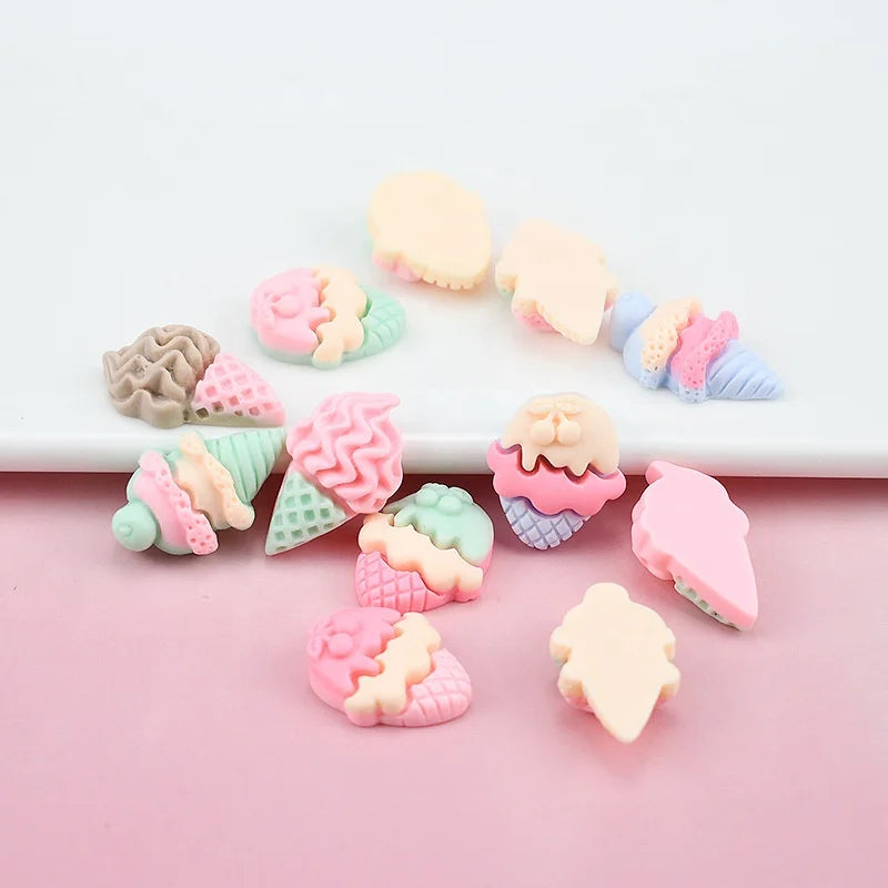 Paso Sico Wholesale Matte DIY Ice Cream Cake Resin Kawaii Nail Art Accessories DIY 3D DIY