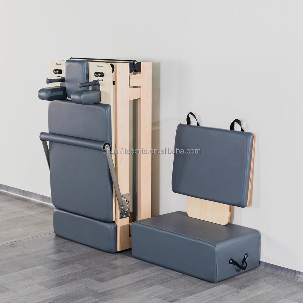 Body Shaping Portable Stretch Equipment Maple Multi-Function Pilates Reformer Foldable Core Training Bed for Yoga Exercise