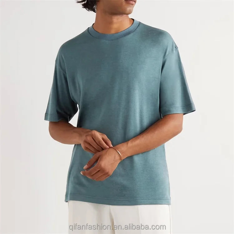 Customized Crew Neck Lightweight Soft Cashmere Silk t Shirt for Man