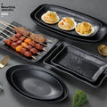 Vintage Style Melamine Black Rectangular Dish Plates Barbecue Food Plate
