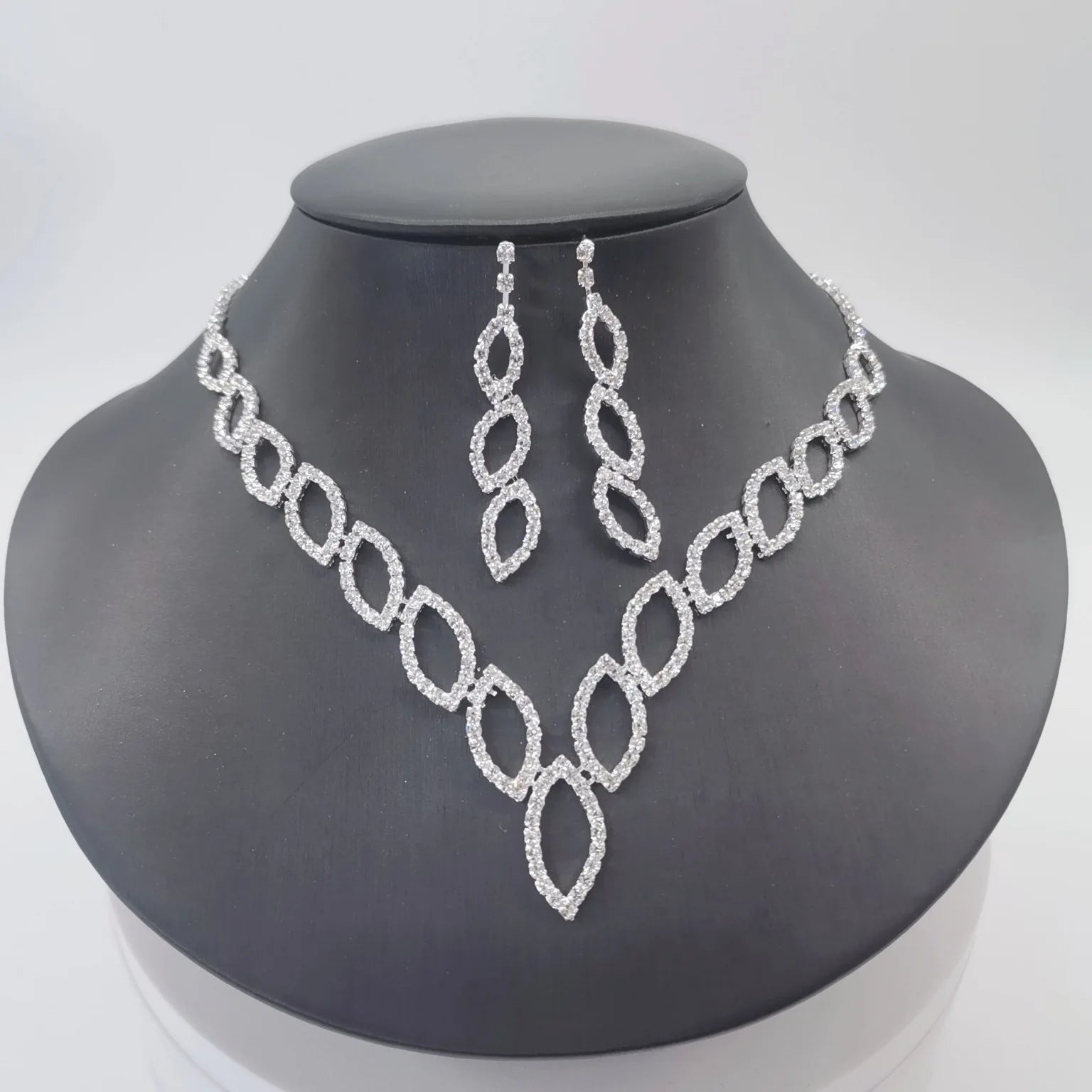 DAIHE Set-3370 Women's Necklace Accessories Silver Earrings Necklace Bridal Accessories Set