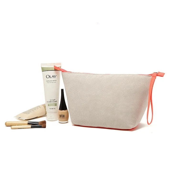 Qetesh Cheap Custom Printing Zipper Make up Pouch BagPromotion Plain Cosmetic Pouch Bag Fashion Travel Canvas Cosmetic Bag