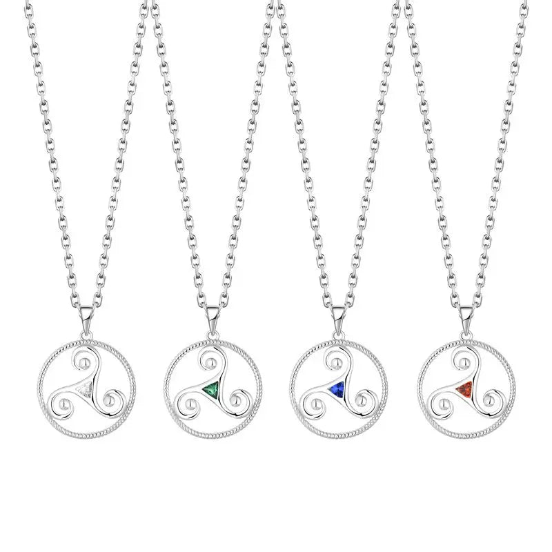 Wholesale Custom 925 Sterling Silver White Gold Plated Triskelion Pendants Jewelry Women Necklace