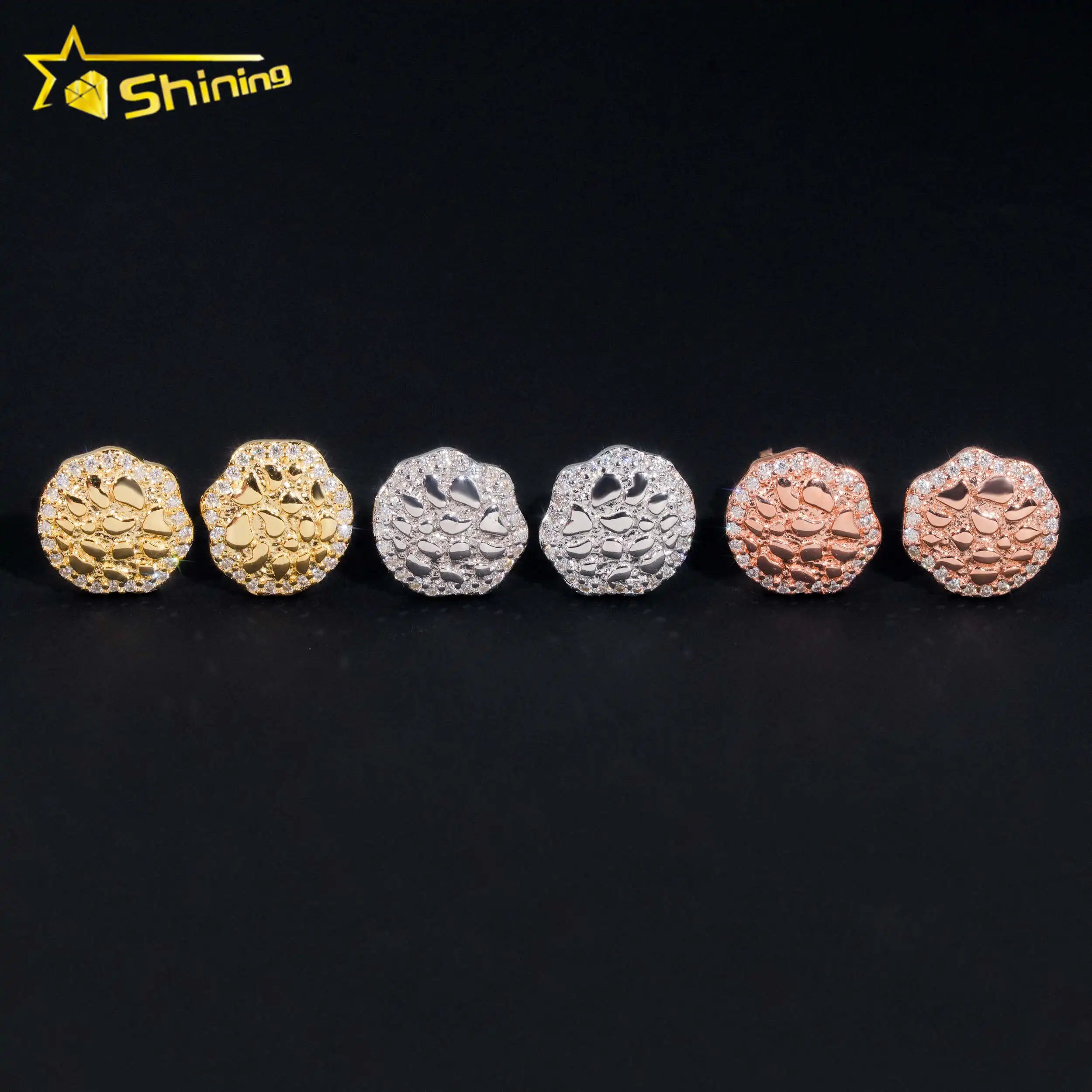 Best Selling Fine Jewelry Men Diamond Hip Hop Earrings Sterling Silver 925 Iced Out VVS Moissanite Stud Earrings
