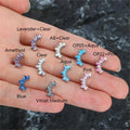 New Body Jewelry F136 Titanium 7 Prong Set Marquise CZ Internally Threaded Top and Push in Studs Wholesale Labret Piercing Studs