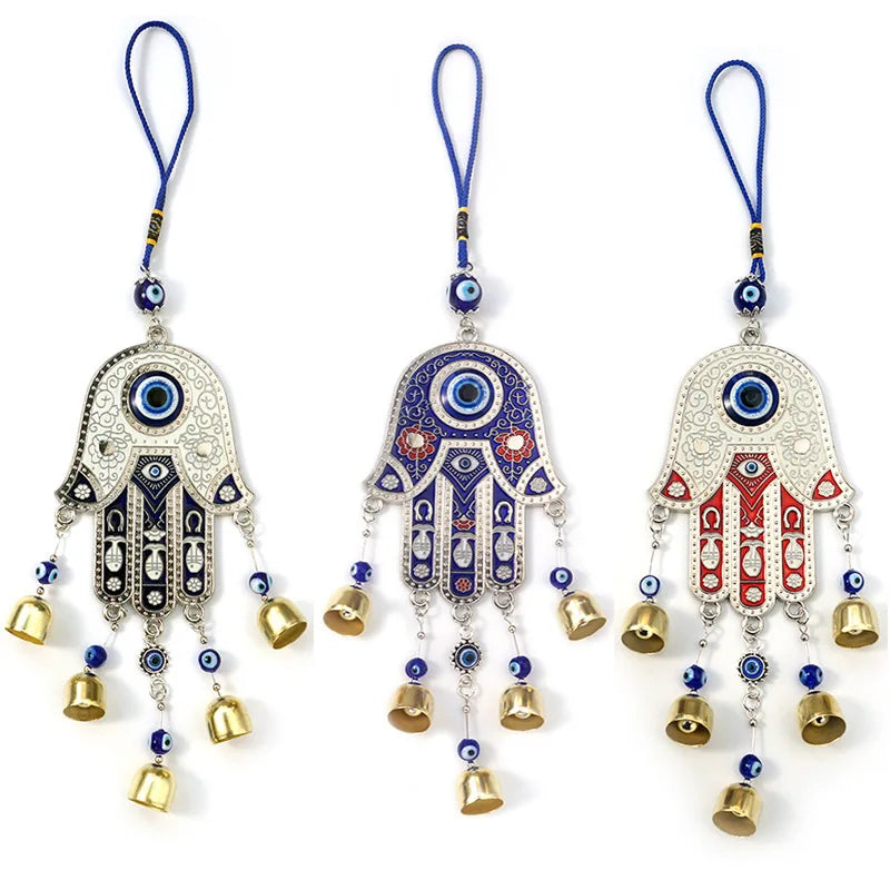 Hand of Fatima Wind Chime Ornaments Retro European and American Blue Eye Ornaments Pendant Devil Eye Wall Decorations