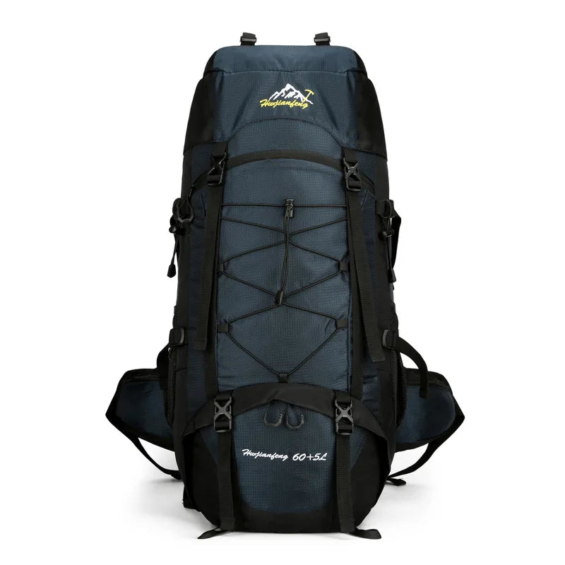 Wholesale Custom Fashion High Quality Camping Outdoor 65 Liter Hiking Waterproof Unisex Backpack with Polyester Lining