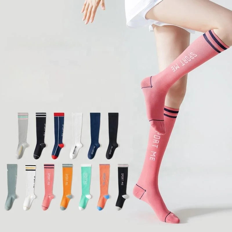 Wholesale Personality Knee High Pressure Socks Running Sport Compression Long Socks for Women
