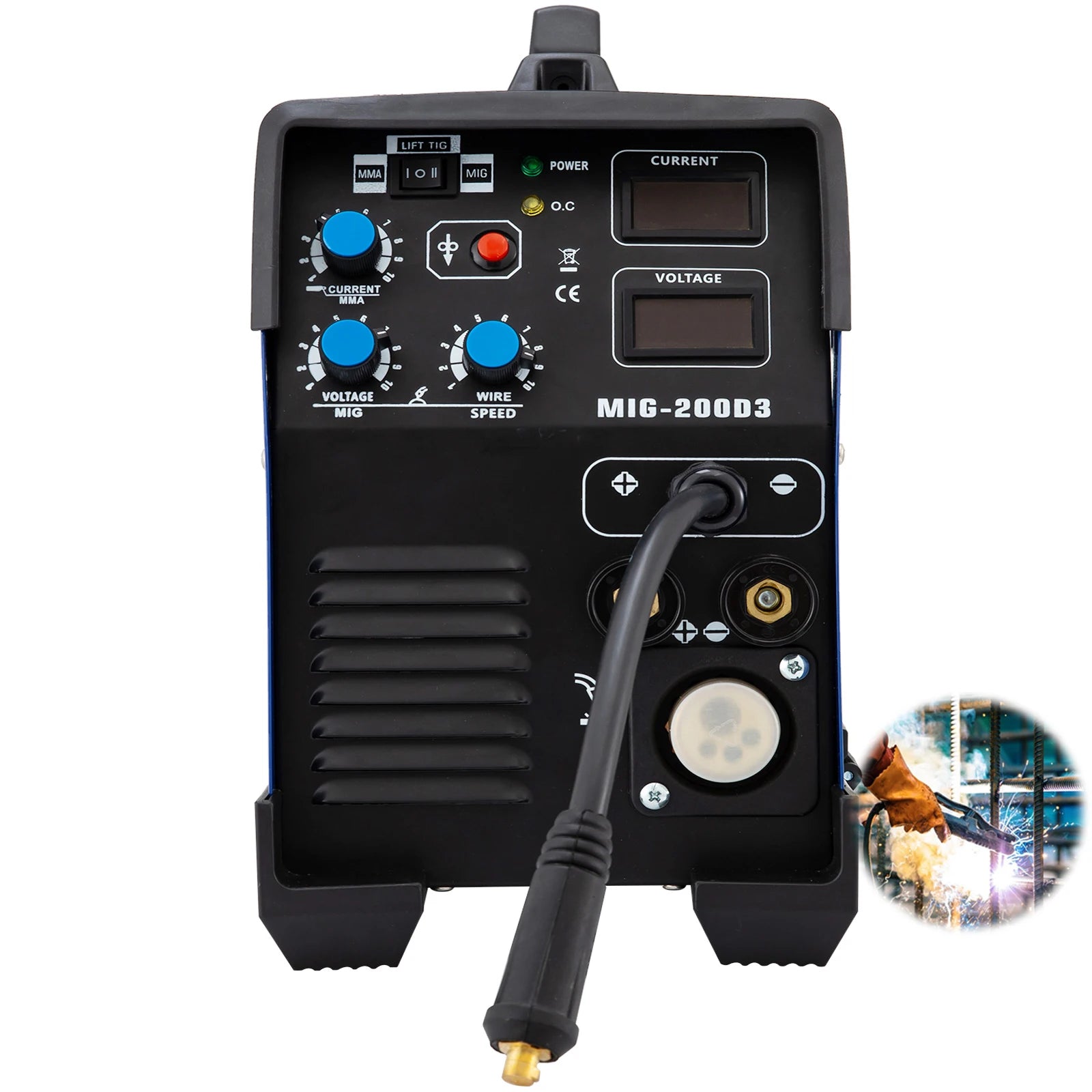 Factory Light Weight Mig Welder Welding Machine MIG-200 MIG/TIG/Stick Arc 3-in-1 Inverter Welder 220V Mig Welder 200a