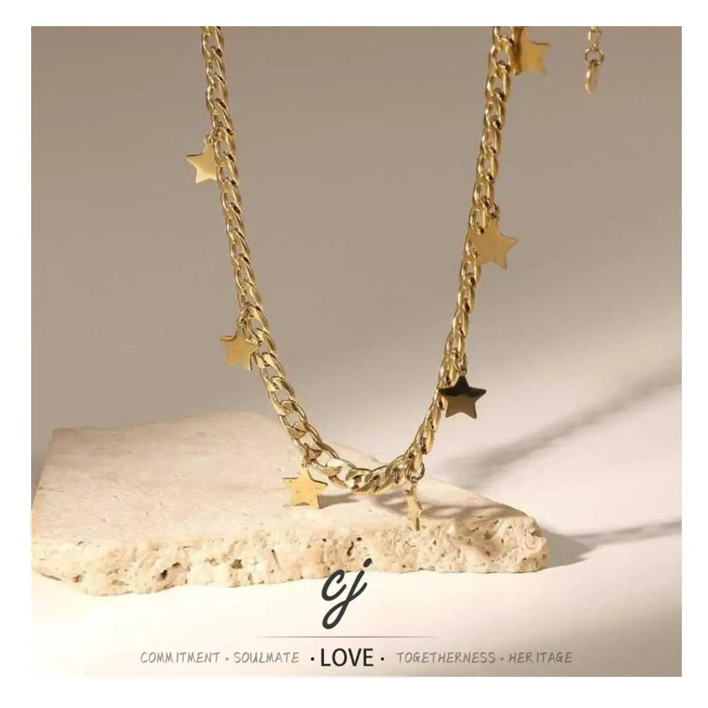 Carline Trendy Star Wholesale Fine Simple Design Jewelry Gold Plated Fashion Stainless Steel Minimalist Charm Necklace for Women