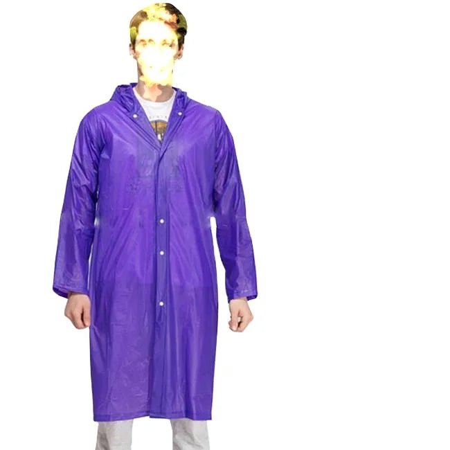 Purple Logo Printed PVC Plastic Raincoat Modern Style  Outdoor Tour Rain Gear